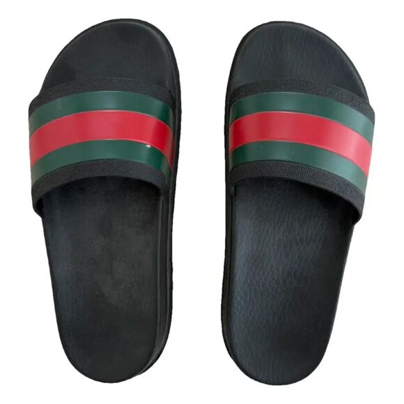 Gucci Shoes - Gucci Web Rubber Slides